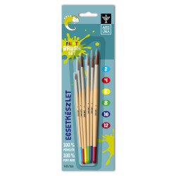 Ecsetkészlet, 2, 4, 6, 8, 10, 12, natúr fanyelű,kerek 6 darabos klt. Ars Una Iskolai ecset és kelléke Ars Una