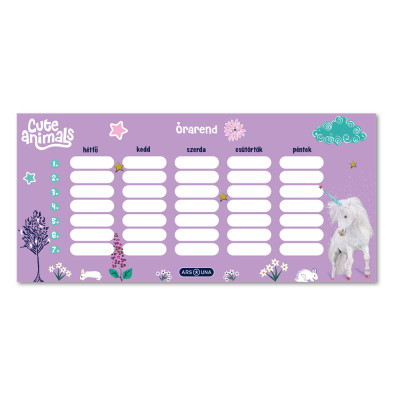 Órarend egylapos lányos, Ars Una UNICORN 25db/csomag