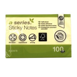Jegyzettömb öntapadó 50x75mm 100lap A-Series sárga Öntapadó jegyzettömb A-series