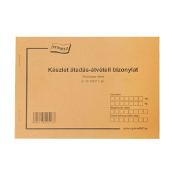 Készlet átadás átvételi bizonylat 8tételes 25x4 lapos tömb A/5 fekvő B.12-122 Nyilvántartás Bluering