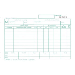 Készlet átadás átvételi bizonylat 8tételes 25x4 lapos tömb A/5 fekvő B.12-122 Nyilvántartás Bluering