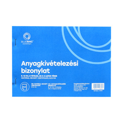 Készletkivételezési bizonylat A5, 25x4lapos 8 tételes B.12-114 Bluering®
