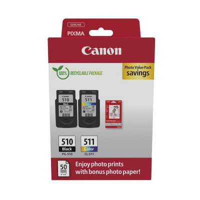 Canon PG510/511 tintapatron multipack + 50lap GP501 10x15 fényes fotópapír ORIGINAL