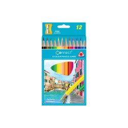 Színes ceruza készlet, háromszögletű vastag Connect 12 klf. szín Színesceruza Connect