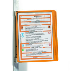 Bemutatótábla tartó, Durable Vario® Magnet Wall 5, narancssárga Bemutatótábla, mágneses info keret Durable