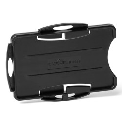 Biztonsági kártyatartó 2 kártyához Durable Eco fekete 10 db/csom Névkitűző Durable
