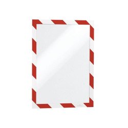 Infókeret A4, öntapadó mágneses záródás 2 db/csomag, Durable Duraframe® Security, piros/fehér Bemutatótábla, mágneses info keret Durable