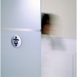 Piktogram, információs tábla, átmérő 83mm, Női WC Durable ezüst Vizuál, irányító tábla Durable