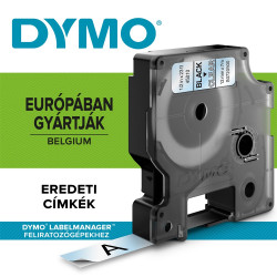 Feliratozógép szalag Dymo D1 S0720500/45010 12mmx7m, ORIGINAL, fekete/víztiszta