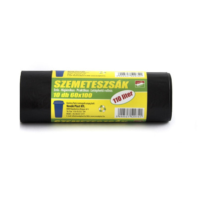 Szemeteszsák 110 liter 60 x 100 cm 25 mikron 10 db/tekercs fekete