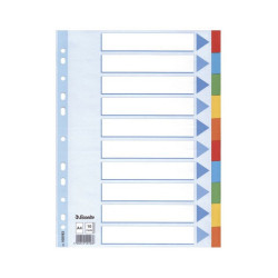 Regiszter A4, 10 részes karton írható előlappal Esselte Standard színes Regiszter Esselte
