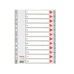 Regiszter műanyag A4, 1-12 Esselte szürke Regiszter Esselte