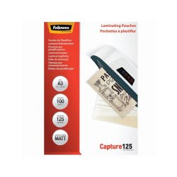 Lamináló fólia, A3, 125 mikron, matt, 100 db/doboz, Fellowes® Kötészeti kellék Fellowes