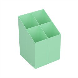 Írószertartó 4 rekeszes négyszögletű műanyag, Ico pasztell zöld Írószertartó Ico