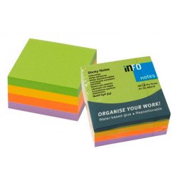 Jegyzettömb öntapadó, 75x75mm, 6x100lap, Info Notes, spring, zöld, arany, narancs, lila Öntapadó jegyzettömb Info Notes
