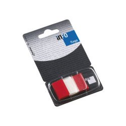 Jelölőcímke 25x43mm, 50lap, műanyag, Info Notes Info Flags transzparens piros Jelölőcímke Info Notes