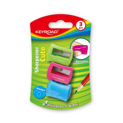 Hegyező 1 lyukú 3 db/bliszter Keyroad Cute vegyes színek Hegyező Keyroad