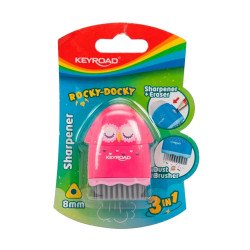 Hegyező 1 lyukú radírral és porkefével Keyroad Rocky Docky vegyes színek Hegyező Keyroad