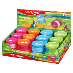 Hegyező 2 lyukú tartályos 12 db/display Keyroad Stretchy vegyes színek Hegyező Keyroad