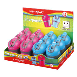 Hegyező 2 lyukú tartályos, fedeles 12 db/display Keyroad Colour Special vegyes színek Hegyező Keyroad