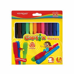 Rostirón, filctoll készlet összekapcsolható fejekkel 12 db/bliszter Keyroad Capfix vegyes színek Filctoll Keyroad