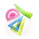 Vonalzókészlet, 20 cm, flexibilis vonalzó, szögmérő, derékszög vonalzó, 3 db/bliszter Keyroad vegyes színek