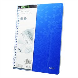 Spirálfüzet A4, 80lap kockás Leitz Wow kék Spirálfüzet Leitz