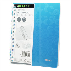 Spirálfüzet A5, 80lap kockás Leitz Wow jégkék Spirálfüzet Leitz