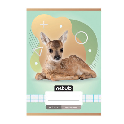 Füzet, A5, kockás, 27-32, Állatos minták, 16 db/csomag Nebulo