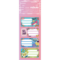 Füzetcímke 12db-os, Girl Power, vegyes minták, Nebulo Füzetcímke Nebulo