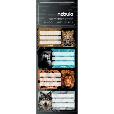 Füzetcímke 12db-os, Vadállatok, vegyes minták, Nebulo