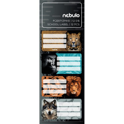 Füzetcímke 12db-os, Vadállatok, vegyes minták, Nebulo Füzetcímke Nebulo