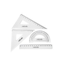 Vonalzókészlet, 15 cm egyenes vonalzó, szögmérő, 45° 13 cm és 60° 18 cm háromszög vonalzó, 4 db/bliszter Educa Vonalzó, szögmérő Nebulo