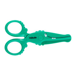 Olló, 12cm, biztonsági, műanyag krokodil forma, Nebulo Ollók, kések Nebulo