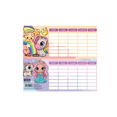 Órarend egylapos Uni/Kir, 25 db/csomag, Nebulo