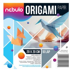 Origami papír 20x20 cm, vegyes színek, 10 lap/csomag, Nebulo Iskolai készségfejlesztő Nebulo
