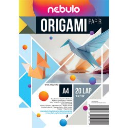 Origami papír A4, vegyes színek, 20 lap/csomag, Nebulo Iskolai készségfejlesztő Nebulo