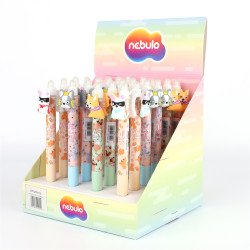 Zseléstoll radírozható, nyomógombos, pörgetős kutyus 24 db/display Nebulo Zselés toll Nebulo
