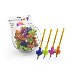 Ceruza markolat, fogássegítő, szilikon, csillám, 72 db/display, Silka Ceruzafogó Silka