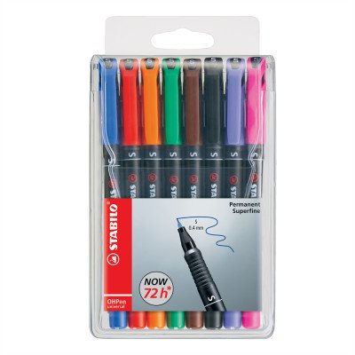 Alkoholos marker készlet 0,4mm, STABILO OHPen S, 8 klf. szín