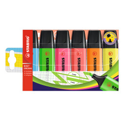 Szövegkiemelő készlet 2-5mm, vágott hegyű, STABILO Boss original, 6 klf. szín Szövegkiemelő Stabilo