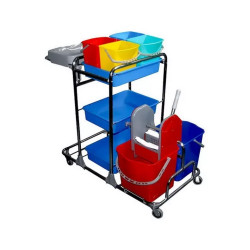 Takarítókocsi króm vázas 2 x 25 liter és 4 x 5 literes vödörrel KA915YK Takarító kocsi Uctem Plas