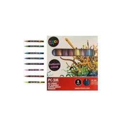 Dekormarker 0,9-1,3mm, Uni Posca PC-3M 8 db-os készlet, csillámló Dekormarker Uni