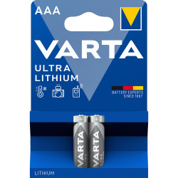 Elem AAA mikro LR03 2 db/csomag, Varta Ultra Lithium Elem, akkumulátor, töltő Varta