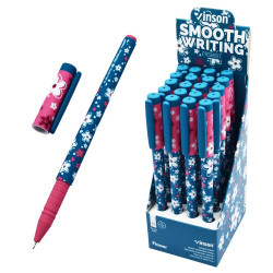 Golyóstoll kupakos, 0,7mm Vinson Flower A18 vegyes test displ 20 db/display Golyóstoll Vinson