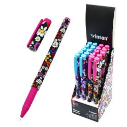 Golyóstoll kupakos, 0,7mm Vinson Flower Garden A24 vegyes test displ 20 db/display Golyóstoll Vinson