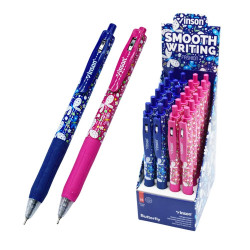 Golyóstoll nyomógombos 0,7mm Vinson Butterfly 520 vegyes test displ 24 db/display Golyóstoll Vinson