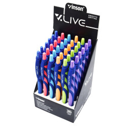 Golyóstoll nyomógombos gumírozott test Vinson Live F20 vegyes displ 36 db, írásszín kék Golyóstoll Vinson