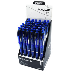 Golyóstoll nyomógombos Vinson V5 Scholar kék test gumírozott fogó 36 db-os displayben Golyóstoll Vinson