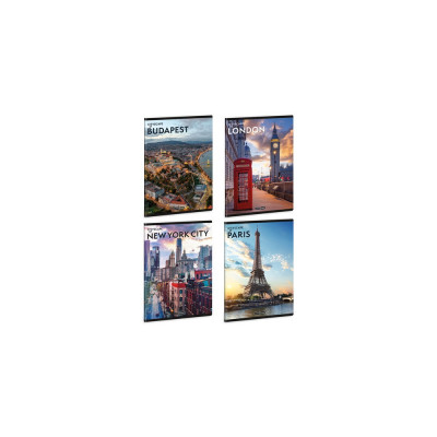 Füzet iskolai A5, 40lap, vonalas Ars Una CITYSCAPE 10db/csomag